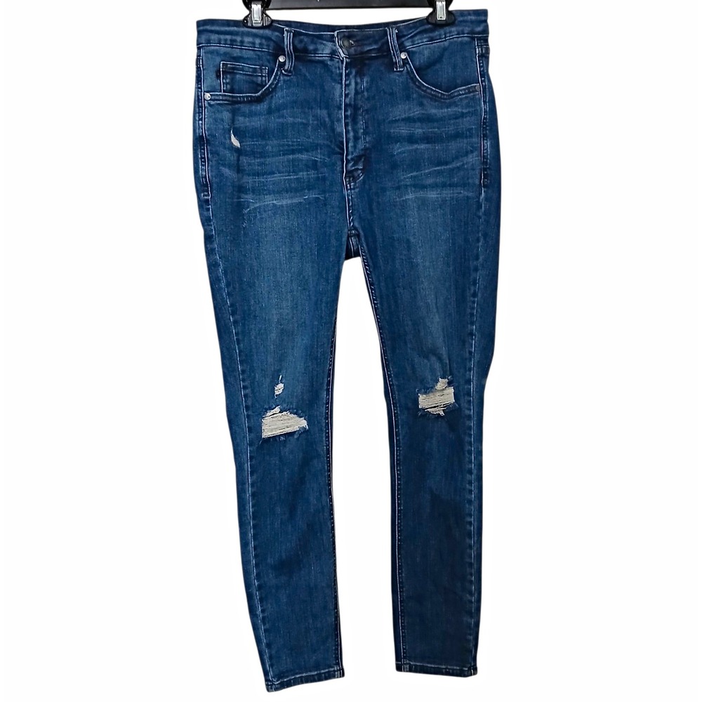 Judy Blue Jeans Womens 15/32 Skinny High Rise Distressed Blue Stretch Denim